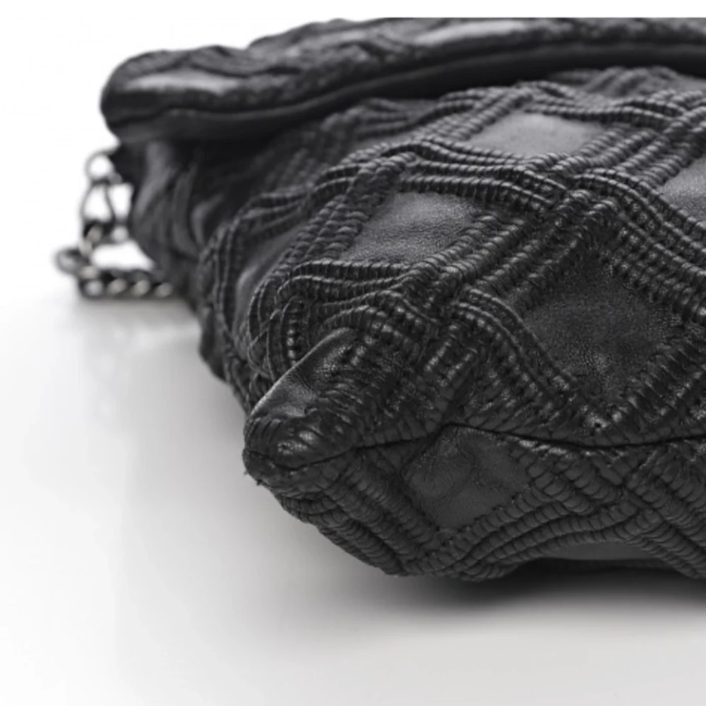 Chanel Bag Large Walk of Fame Black Silver clutch or chain Fits LAPTOP